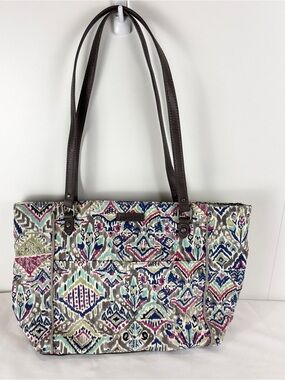 SakRoots Metro Tote Purse Multicolor Shoulder Bag Abstract Print Faux Leather